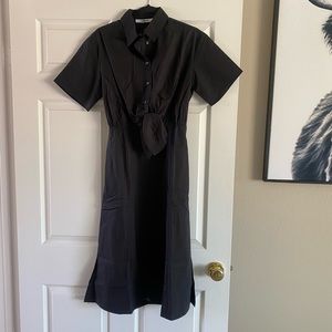 Tie front poplin dress, brand: Thakoom, black, size 8